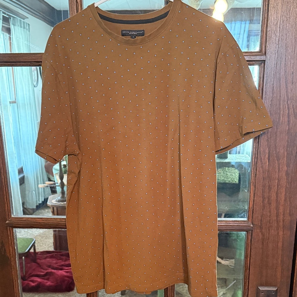 Truth Substance Common Sense Mens Brown Geometric Micro Print T-Shirt Large‎